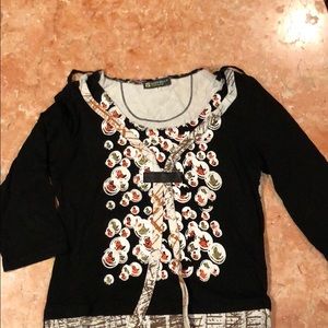 GABRIELLA FRANTINI BLACK 3/4 SLEEVE TOP SIZE S